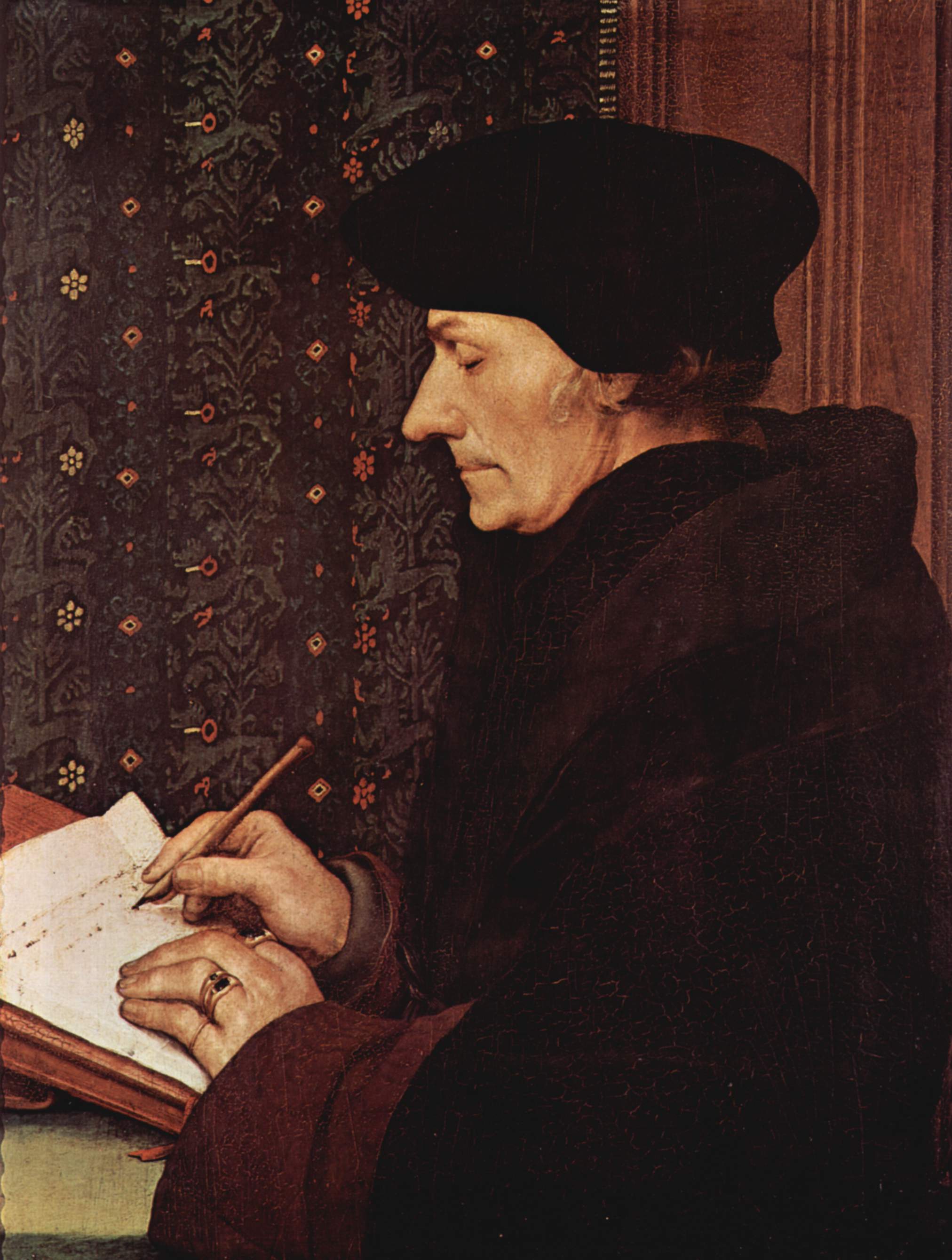 Portrait of Erasmus of Rotterdam by Hans Holbein the Younger, 1528, Louvre